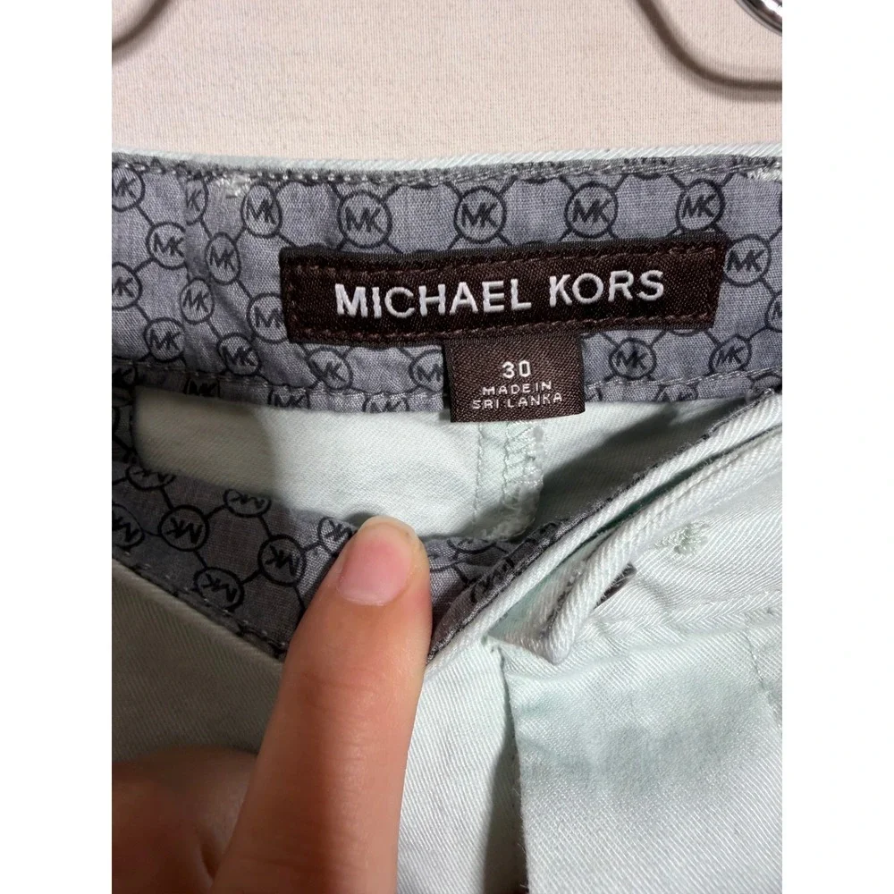Michael Kors Mens Mint Green Chino Shorts Size 30 Stretch Cotton Twill Casual